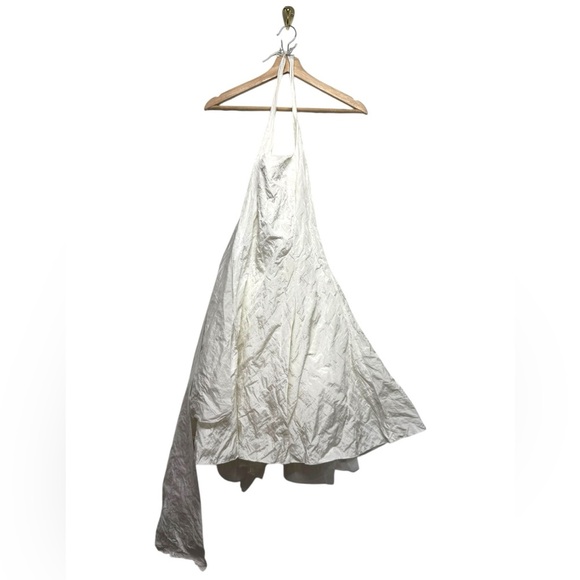 ONI ONIK Bridal Crinkle Tulle Halter Cocktail Dress Ivory EU38/US6 - Picture 4 of 9